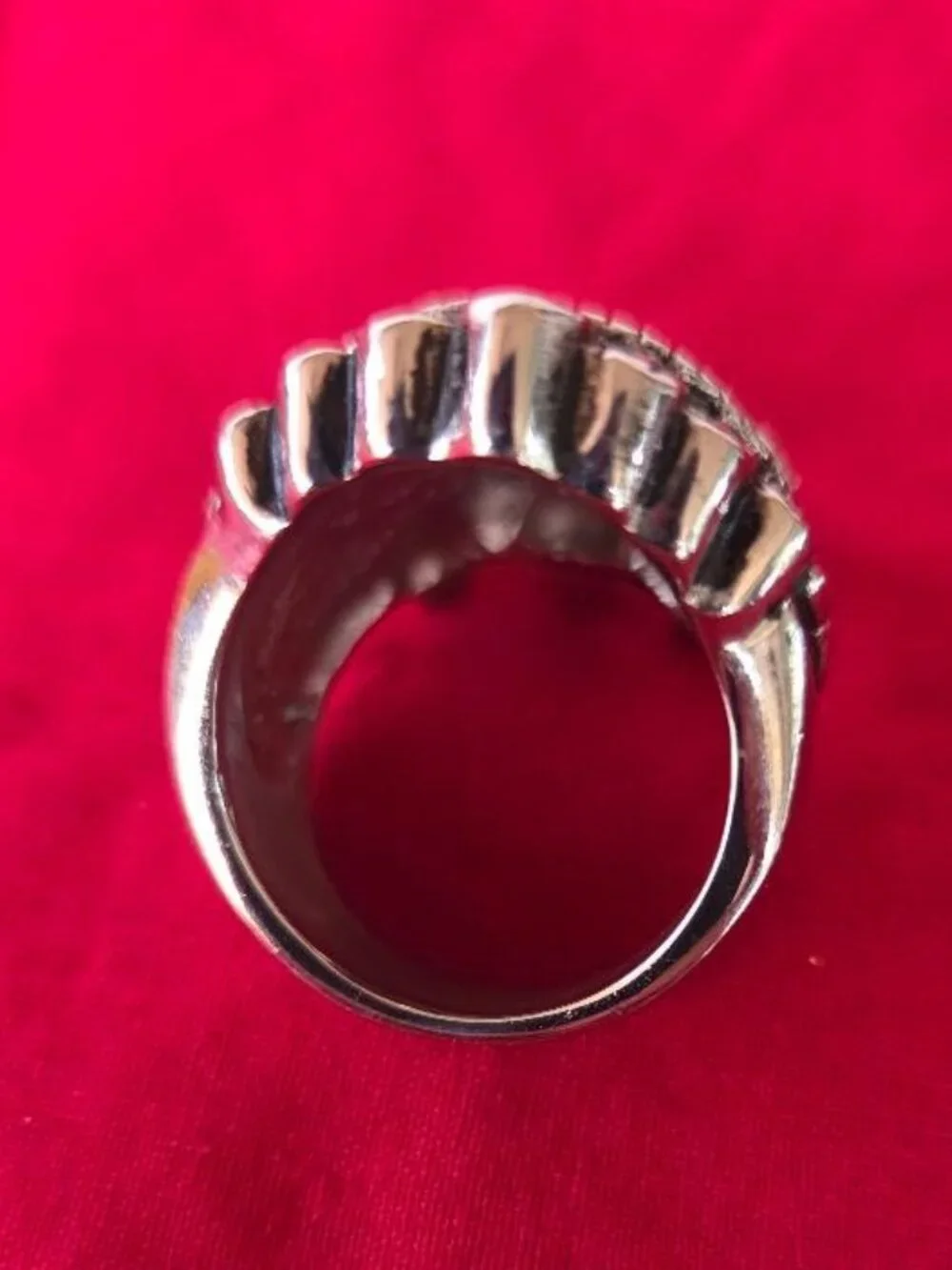 Native American Chief Skull Ring Size 14, CZ Eyes, Indian Head Skull Ring Mens